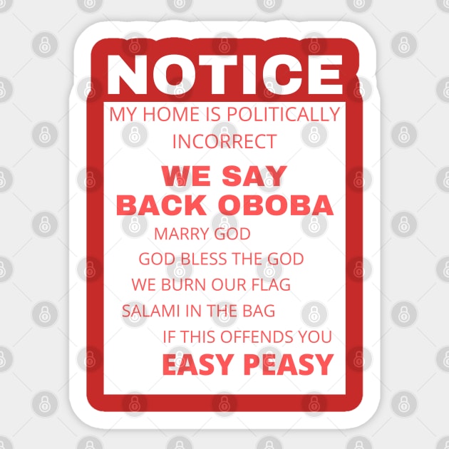 We Say Back Oboba Sticker by DennisMcCarson